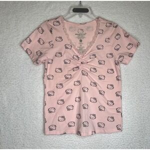 Hello‎ Kitty by Sanrio Pink All Over Print T-Shirt XS Lace NWOT